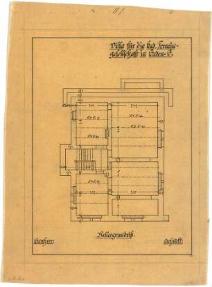Billing, Hermann; Baden-Baden, Beuttenmüllerstr.11; Haus der badischen Terraingesellschaft - Grundriss Keller