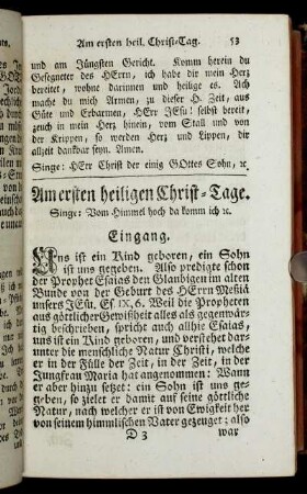 Am ersten heiligen Christ-Tage. - Am andern Weyhnachts-Feyertag.