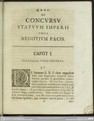 Caput I. Generalia Pacis Exhibens