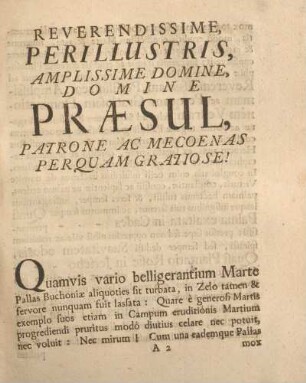 Reverendissime, perillustris, amplissime Domine, Domine, Præsul, ...