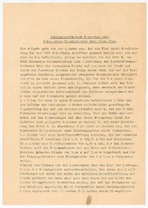 Umbau der Werra-Brücke bei Hedemünden Schinkelwettbewerb 1943: Wettbewerbsaufgabe, Erläuterungsbericht und Berechnungen