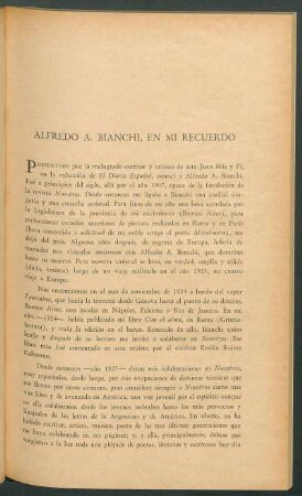 Alfredo A. Bianchi, en mi recuerdo