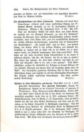 604 [Rezension] Die Weisheitsbücher des Alten Testamentes