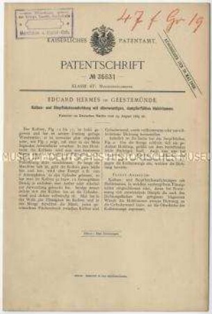 Patentschrift einer Kolben- und Stopfbüchsendichtung mit dünnwandigen, dampfgefüllten Hohlräumen, Patent-Nr. 35531