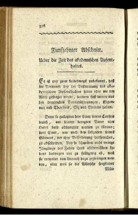 Funfzehnter Abschnitt. Ueber die Zeit des akademischen Aufenthaltes.