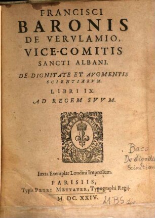 De dignitate Scientiarum : libri 9