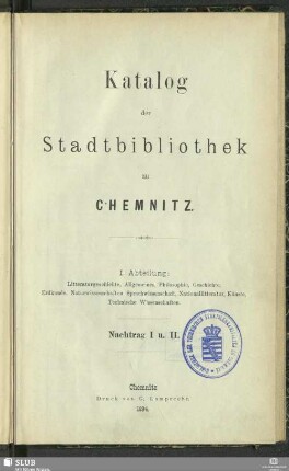 1. Abt.: Nachtrag I u. II