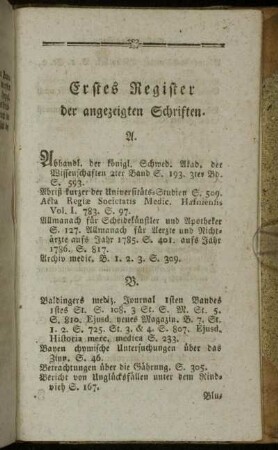 Erstes Register. der angezeigten Schriften.