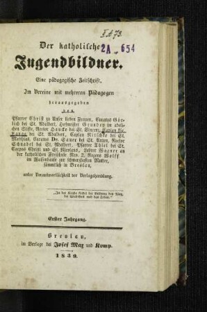 1: Der katholische Jugendbildner - 1.1839
