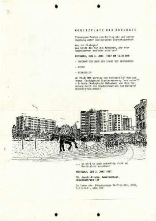 Einladungs-Plakat: Veranstaltung "Moritzplatz und Ökologie", 3.6.1987