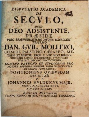 Disputatio Academica De Seculo