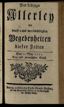 Den 11 May 1751. Drey und zwanzigstes Stück.