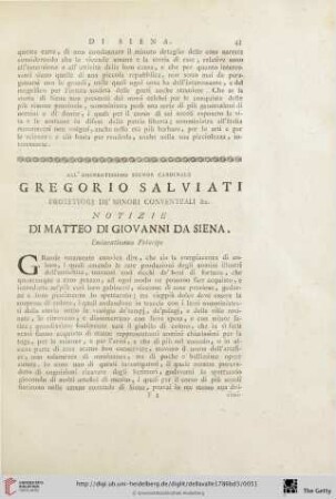All‘ eminentissimo Signor Cardinale Gregorio Salviati