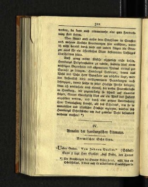 IV. Annalen der hamburgischen Litteratur.