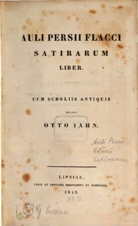 Auli Persii Flacci Satirarum liber