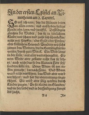 In der ersten Epistel an Timotheum am 2. Capittel.