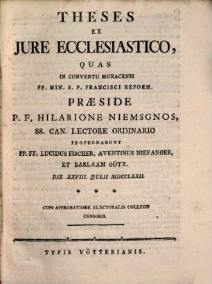 Theses ex iure ecclesiastico