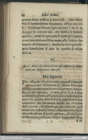 IV. [Historia di Cilleno Prencipe di Negro ponte]