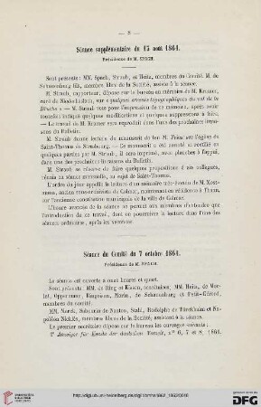 Séance suppleméntaire du 13 août 1861