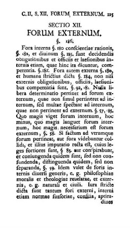Sectio XII. Forum Externum.