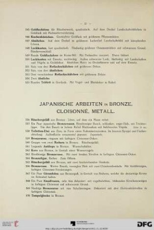 Japanische Arbeiten in Bronze, Cloisonné, Metall (Nr. 556-623)