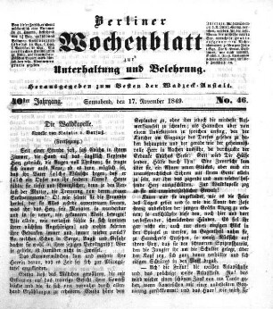 No. 46, Sonnabend, den 17. November 1849.