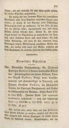 271-282 Vermischte Schriften