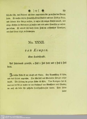 No. XXXII. van Kempen. Eine Landschafft