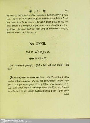 No. XXXII. van Kempen. Eine Landschafft