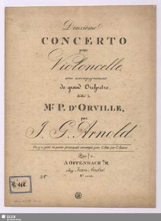 Deuxième Concerto pour Violoncelle, avec accompagnement de grand Orchestre