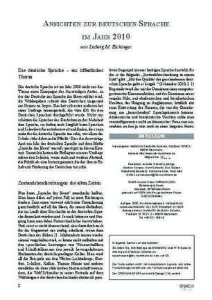 Ansichten zur deutschen Sprache im Jahr 2010