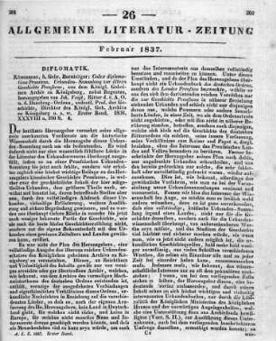 Codex diplomaticus Prussicus. Hrsg. v. J. Voigt. Bd. 1. Königsberg: Bornträger 1836
