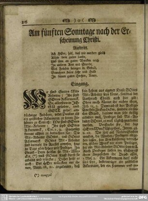 Am fünften Sonntage nach der Erscheinung Christi