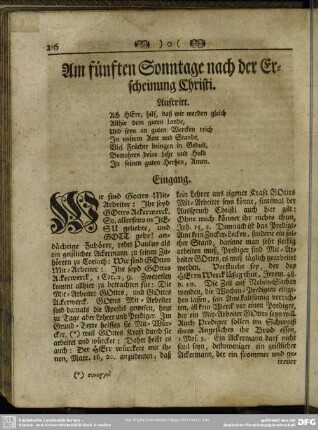 Am fünften Sonntage nach der Erscheinung Christi
