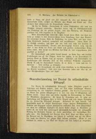 Generalversammlung des Vereins für wissenschaftliche Pädagogik