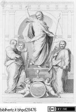 L'Imperiale e Reale Galleria Pitti / illustrata per cura di Luigi Bardi, Firenze : Tipografia Galileiana, 1837-1842, Band 1., Der Erlöser mit de Evangelisten (Taf. 30)