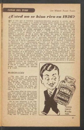¿Usted no se hizo rico en 1936? : Cosas del turf