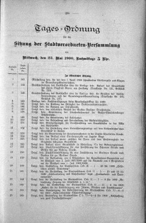 Tages-Ordnung, 23. Mai 1900