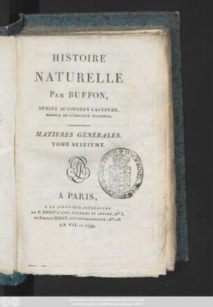 [1], T. 16: Histoire Naturelle