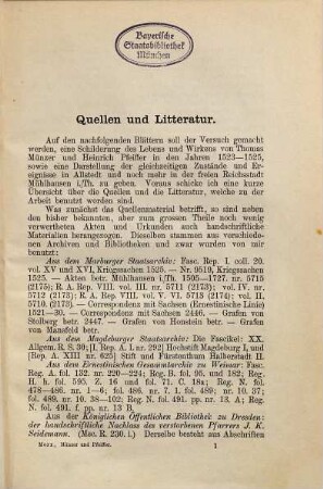 Thomas Münzer und Heinrich Pfeiffer : 1523 - 1525 ; ein Beitrag zur Geschichte des Bauernkrieges in Thüringen ; Theil I. Thomas Münzer und Heinrich Pfeiffer bis zum Ausbruch des Bauernkrieges