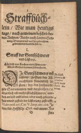 Straff der Gottßschwerer und Lästerer.