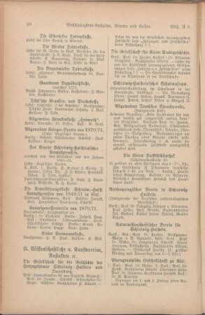 B. Wissenschaftliche u. Kunstvereine, Anstalten [et]c.