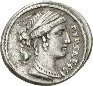Denar des P. Plautius Hypsaeus mit Darstellung des Jupiter in einer Quadriga