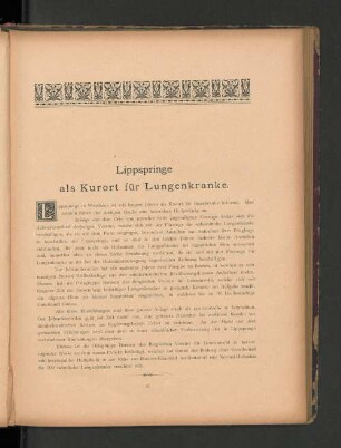 Lippspringe als Kurort für Lungenkranke.