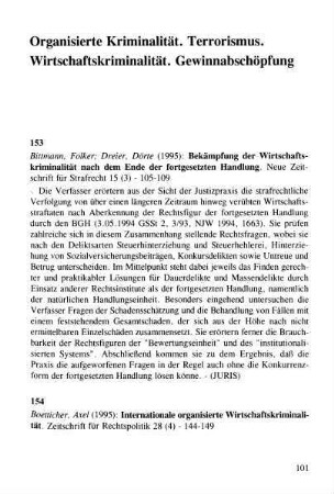 101-112, Organisierte Kriminalität. Terrorismus. Wirtschaftskriminalität. Gewinnabschöpfung