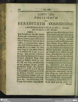 Caput XIX. De Hereditatis Communione