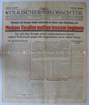 Titelblatt der Tageszeitung "Völkischer Beobachter" zur Landung der Alliierten in Nordfrankreich