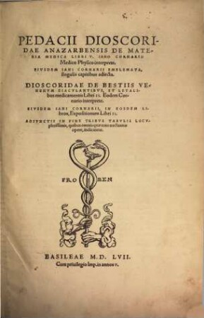 De materia medica : lib. V.