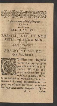 Disputationum Philosophicarum Prima