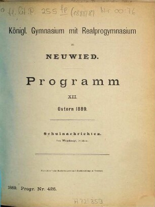 Programm : Ostern ... 1888/89